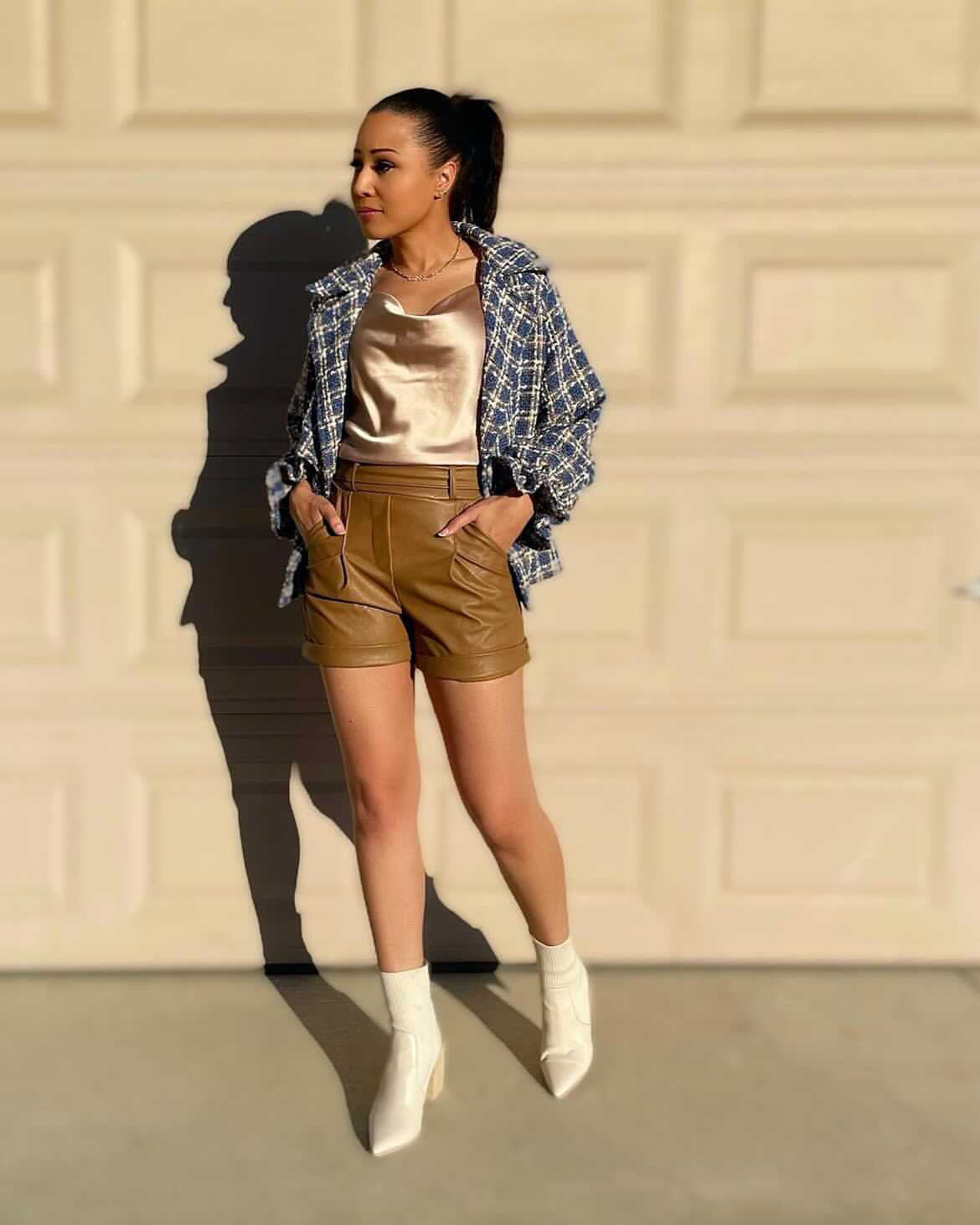 faux leather shorts