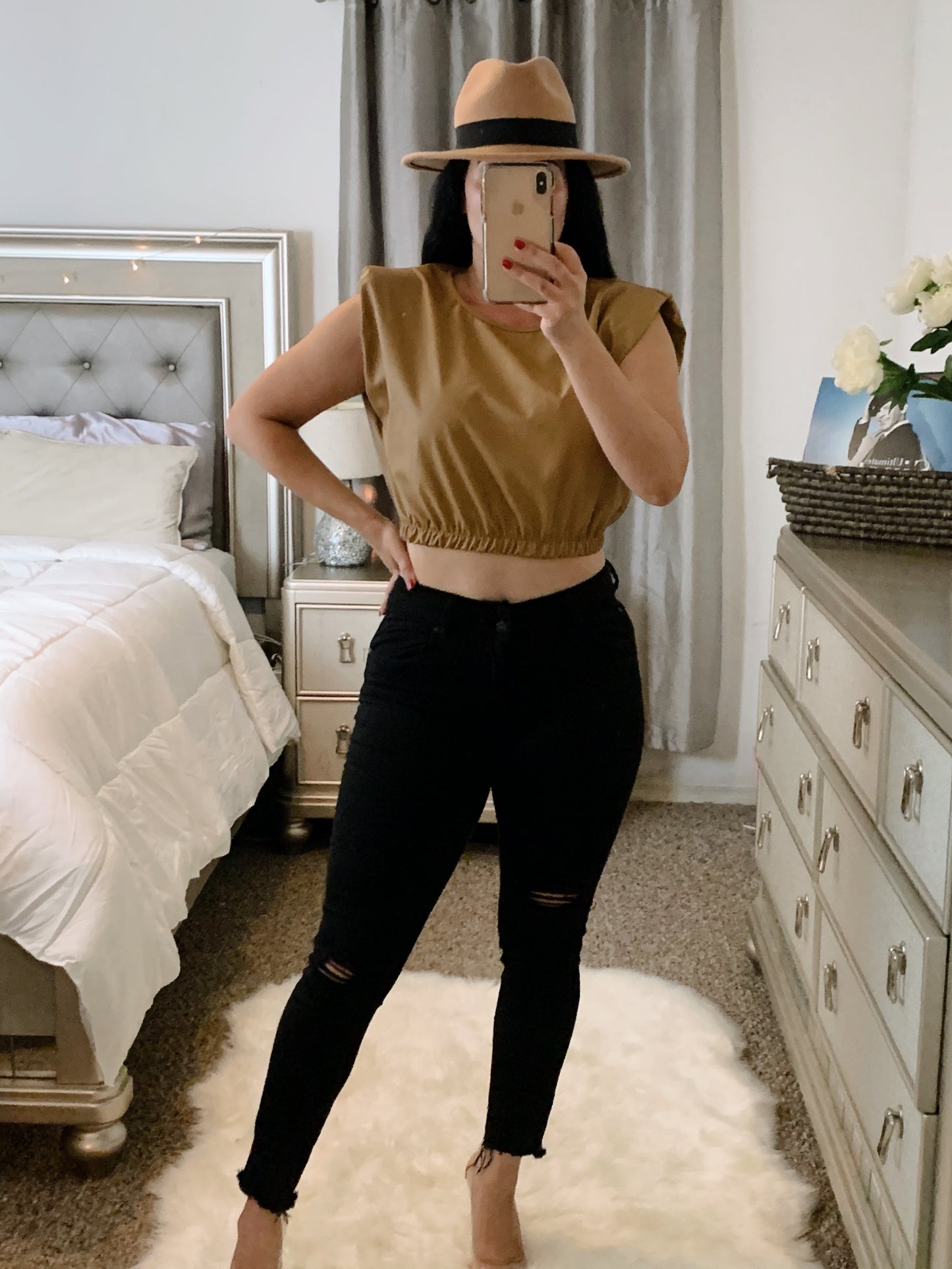 Faux Leather Crop-Top sleeveless