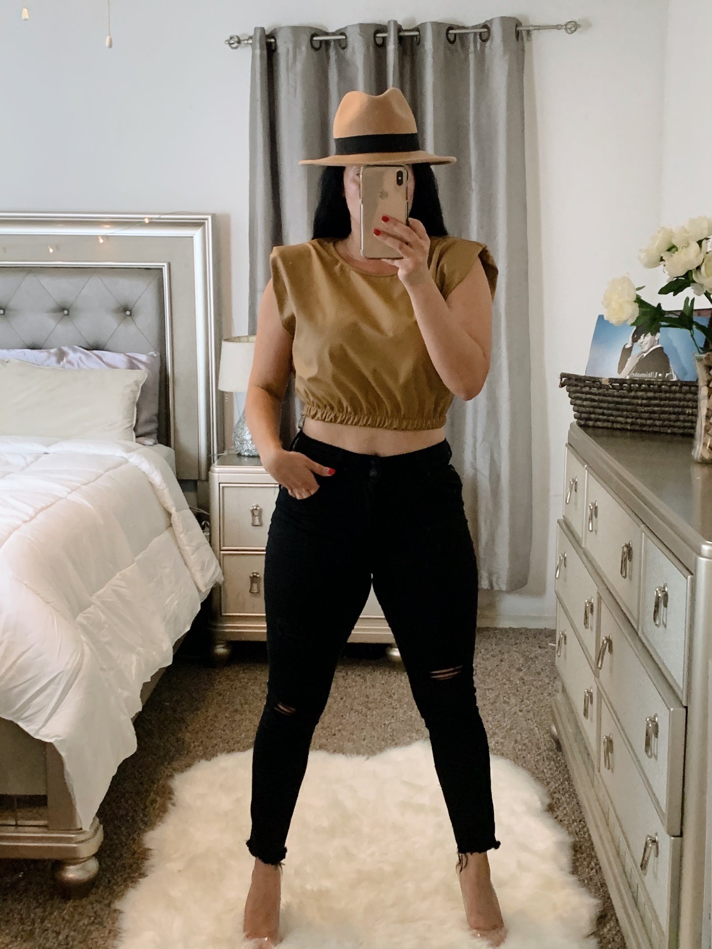 Faux Leather Crop-Top