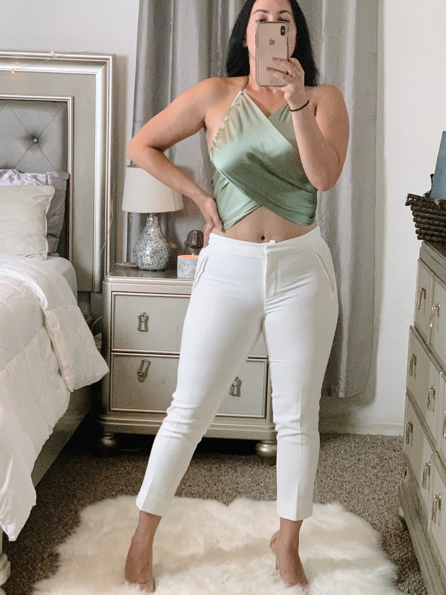 Satin Sage Top-Top