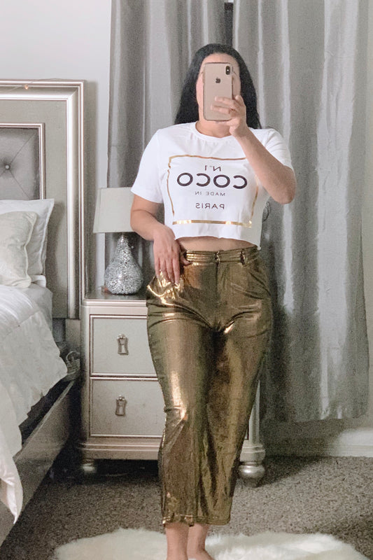 metallic gold dress pants