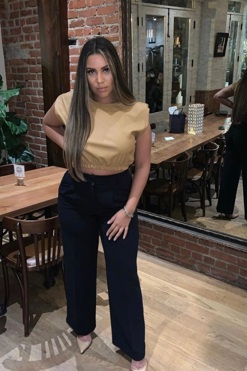 Faux Leather Crop-Top