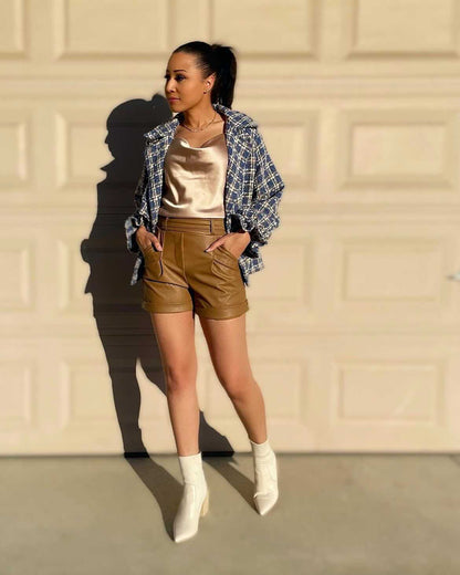 faux leather shorts