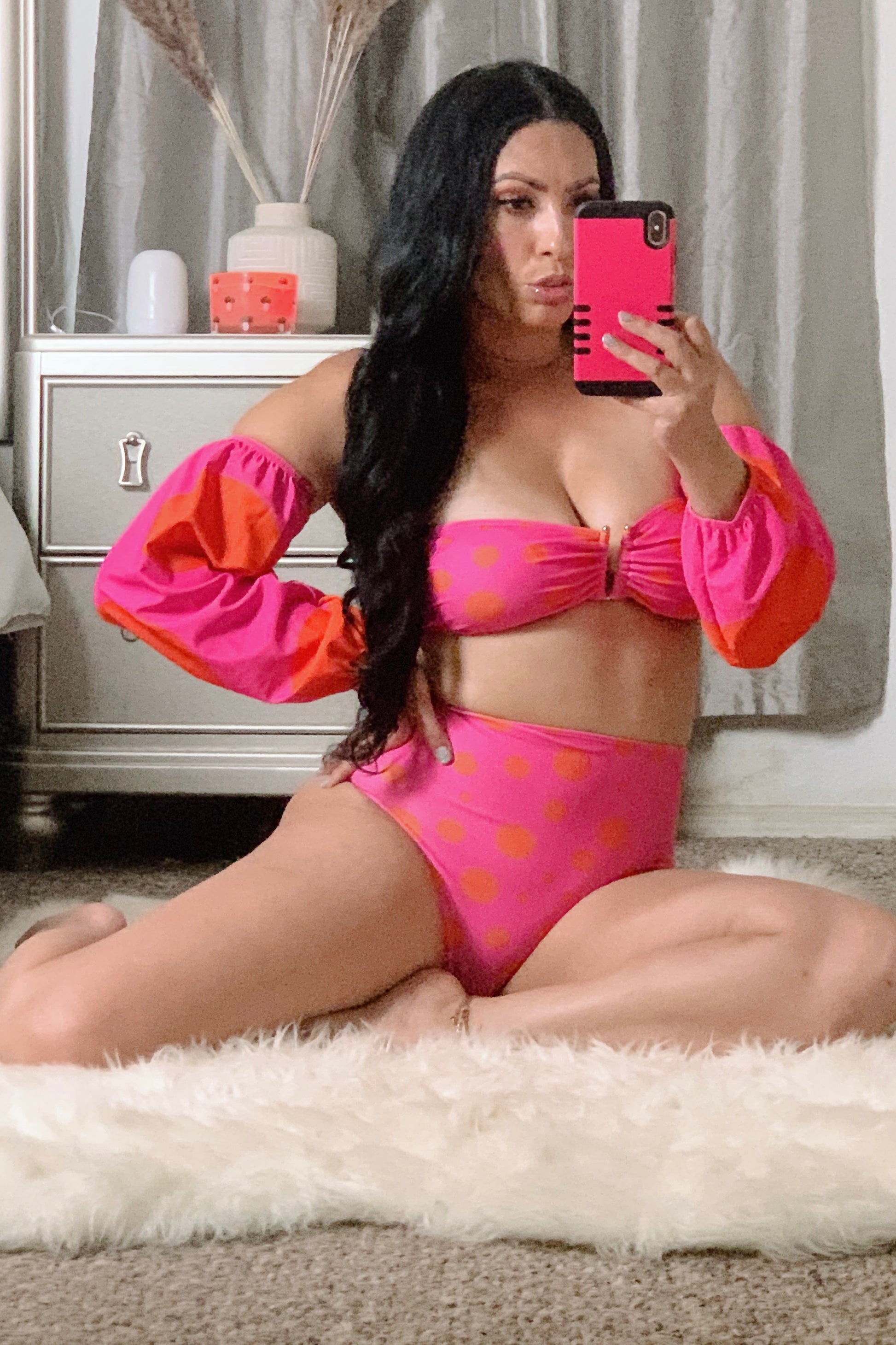 pink and orange swimsuit