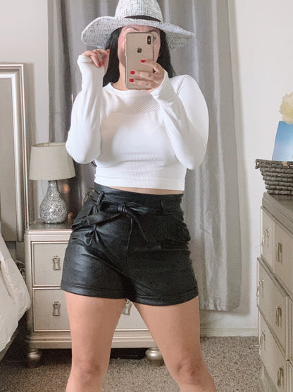 high waisted faux leather shorts 