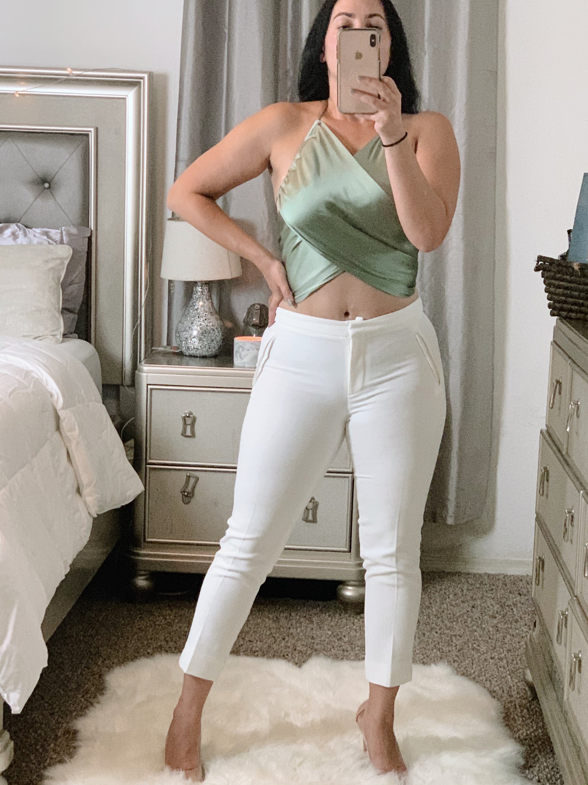 Satin Sage Top-Top
